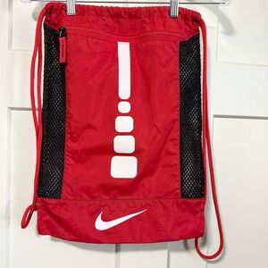 Nike Hoops Elite Basketball Red and Black Sports Gym Sack white swish logo
